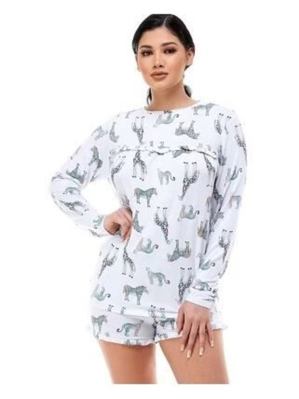 Emerson Road NYC Women's  Ruffle Pajama Set Safari Verano Size S NWT